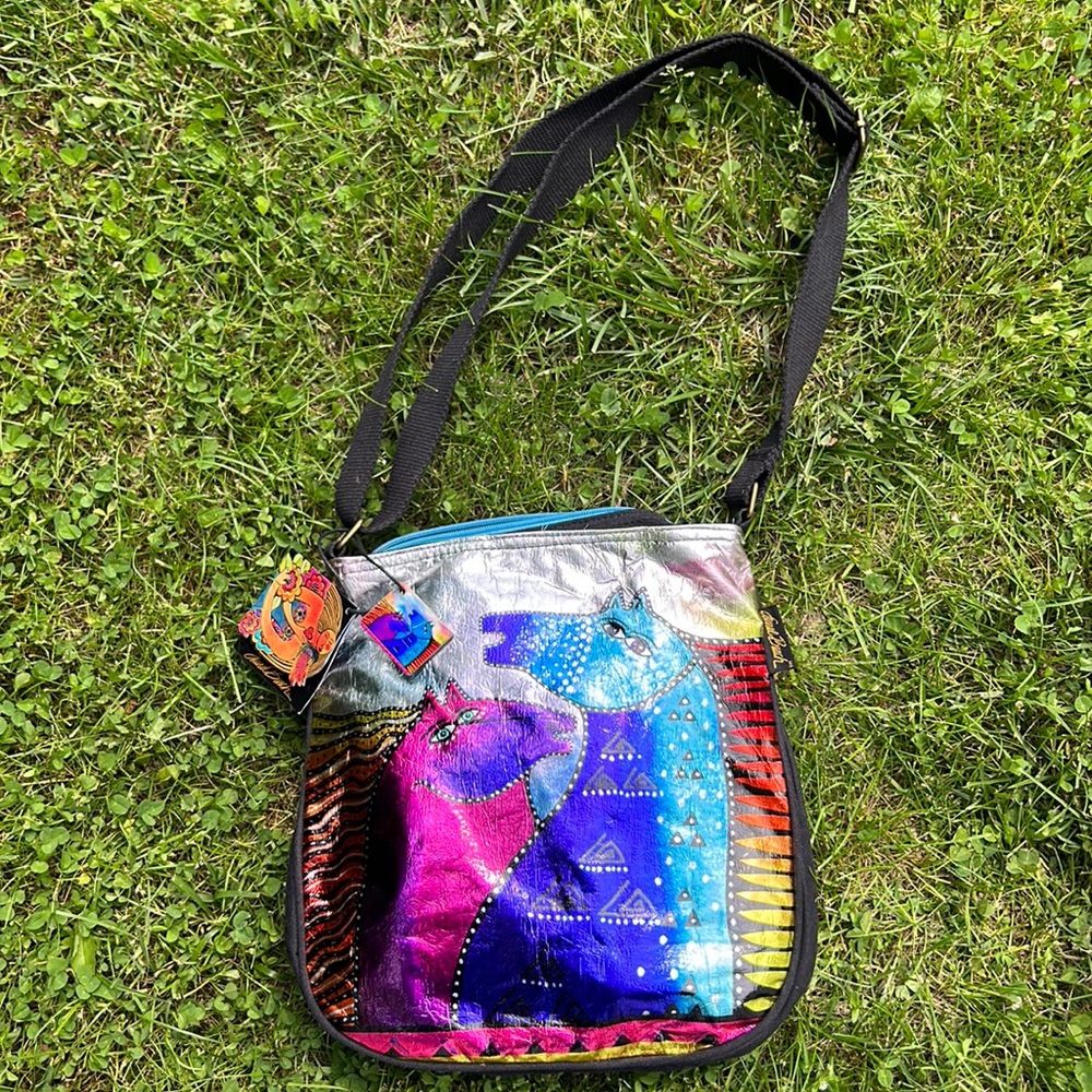 Laurel Burch Rainbow Mares Foiled Canvas XBody Tote